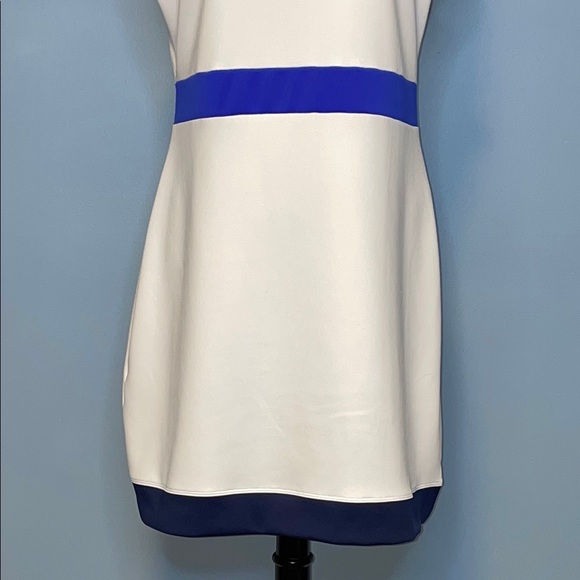 PGA Tour Blue and White Sheath Dress Mock Neck Sleeveless Dress Size Large - Picture 3 of 8